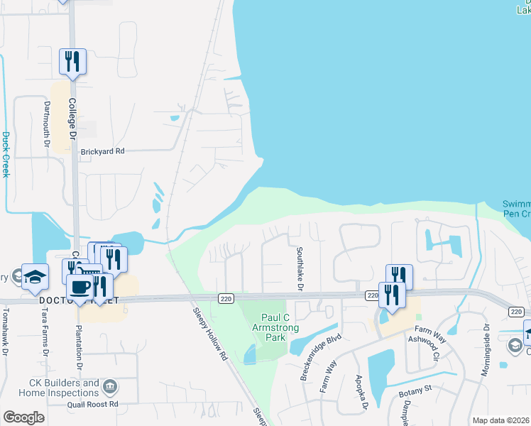 map of restaurants, bars, coffee shops, grocery stores, and more near 1802 Lakedge Drive in Middleburg