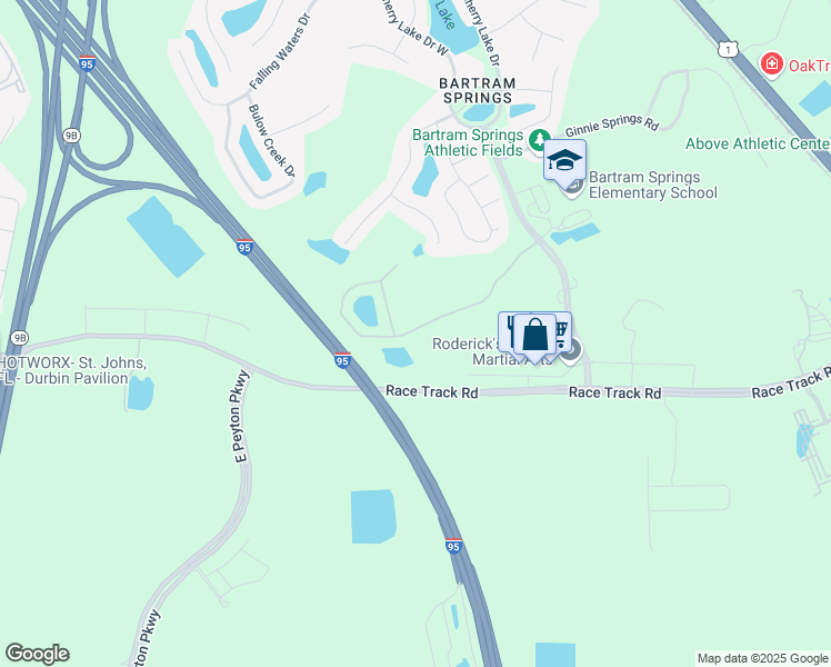 map of restaurants, bars, coffee shops, grocery stores, and more near 6118 Bartram Village Drive in Jacksonville