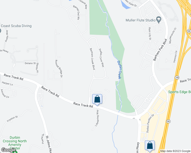 map of restaurants, bars, coffee shops, grocery stores, and more near 14993 Bartram Creek Boulevard in Jacksonville