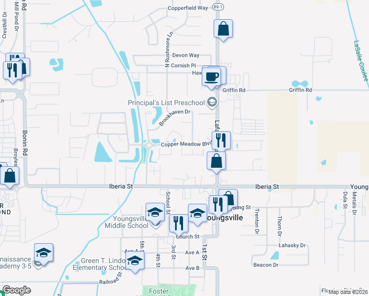 map of restaurants, bars, coffee shops, grocery stores, and more near 101 Quiet Meadows Drive in Youngsville