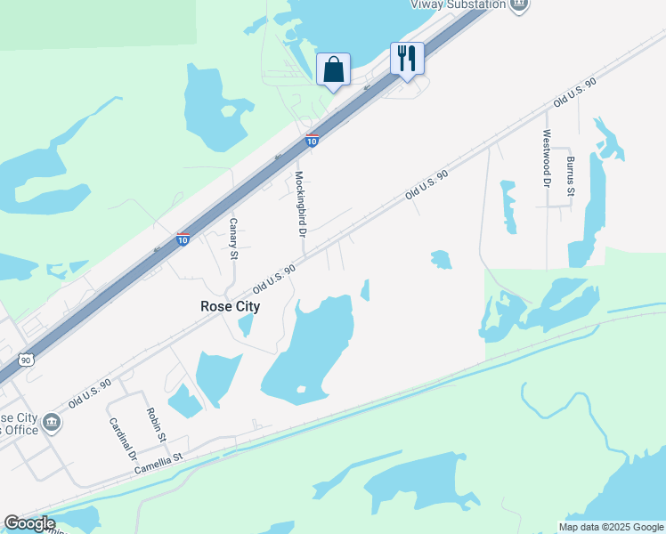 map of restaurants, bars, coffee shops, grocery stores, and more near 360 Byler Street in Vidor