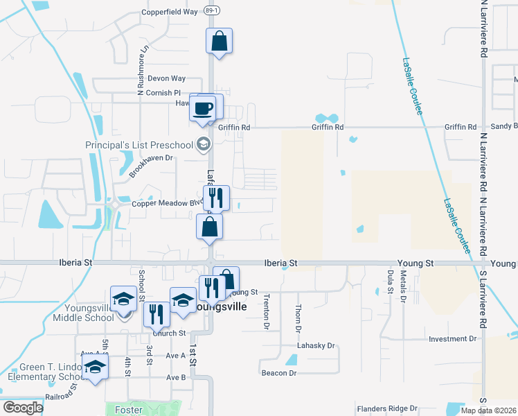 map of restaurants, bars, coffee shops, grocery stores, and more near 115 Megans Way Dr in Youngsville