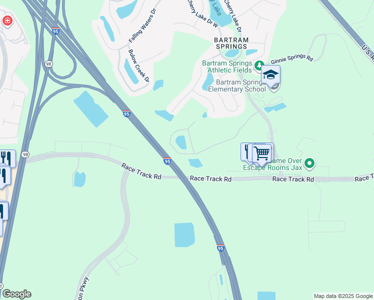 map of restaurants, bars, coffee shops, grocery stores, and more near 6073 Bartram Village Drive in Jacksonville