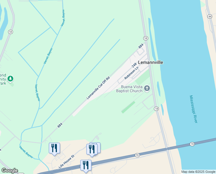 map of restaurants, bars, coffee shops, grocery stores, and more near 3083 Ceasar Lane in Donaldsonville