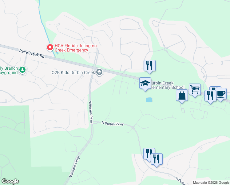 map of restaurants, bars, coffee shops, grocery stores, and more near 432 Mallowbranch Drive in Jacksonville