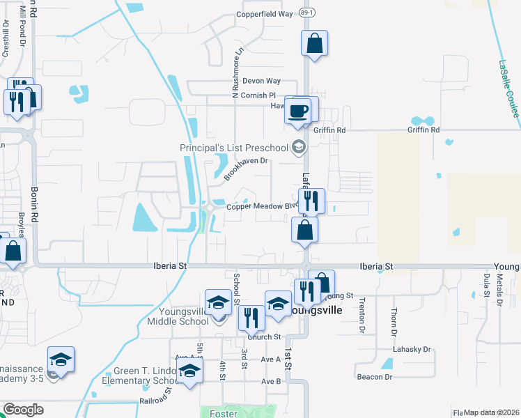 map of restaurants, bars, coffee shops, grocery stores, and more near 101 Quiet Meadows Drive in Youngsville