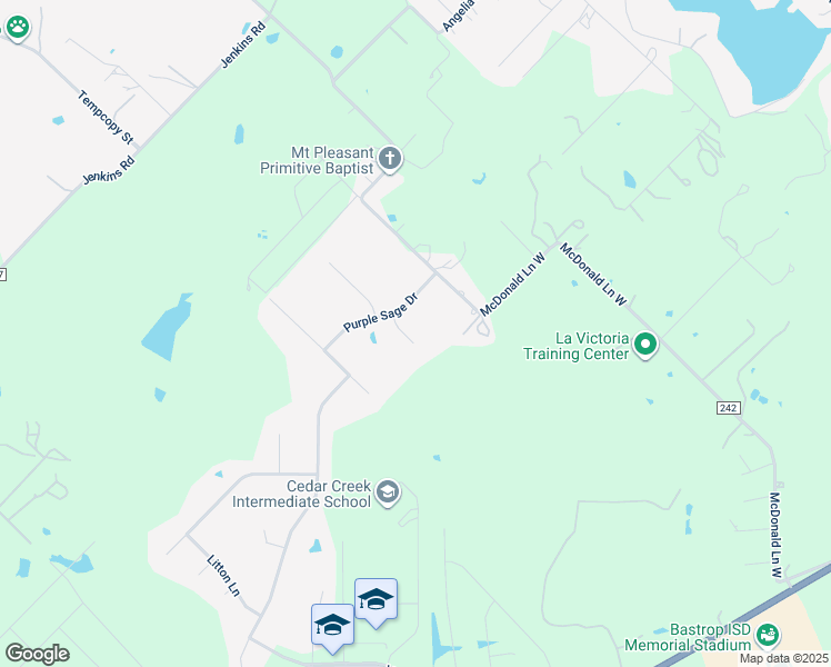 map of restaurants, bars, coffee shops, grocery stores, and more near 112 Wildflower Cove in Cedar Creek