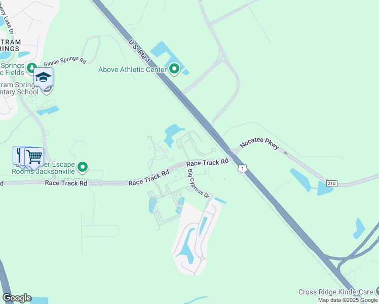 map of restaurants, bars, coffee shops, grocery stores, and more near 14975 Walden Springs Way in Jacksonville