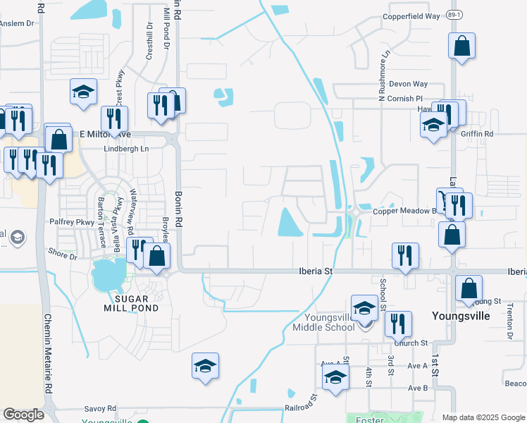map of restaurants, bars, coffee shops, grocery stores, and more near 109 Fox Creek Drive in Youngsville