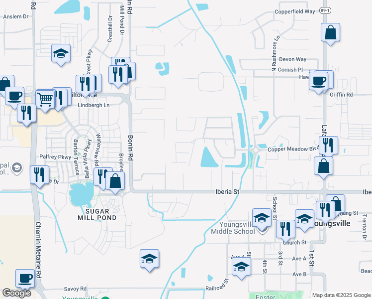 map of restaurants, bars, coffee shops, grocery stores, and more near 109 Fox Creek Drive in Youngsville