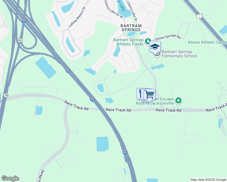 map of restaurants, bars, coffee shops, grocery stores, and more near 6118 Bartram Village Drive in Jacksonville