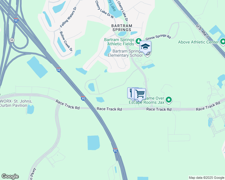 map of restaurants, bars, coffee shops, grocery stores, and more near 6158 Bartram Village Drive in Jacksonville
