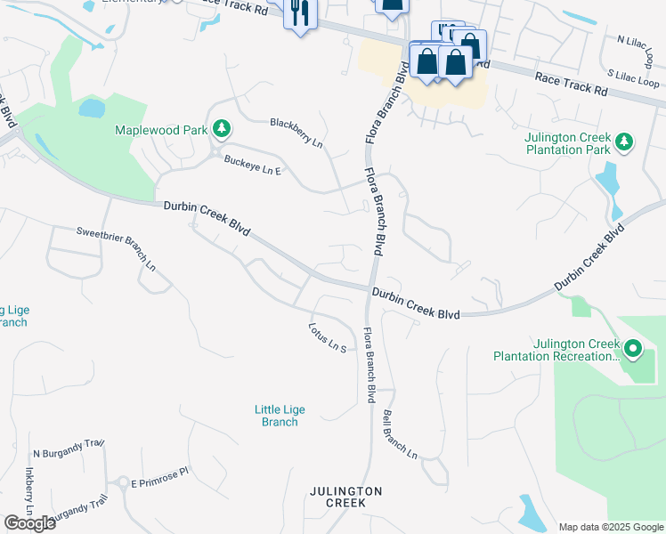 map of restaurants, bars, coffee shops, grocery stores, and more near 420 Morning Glory Lane North in Jacksonville