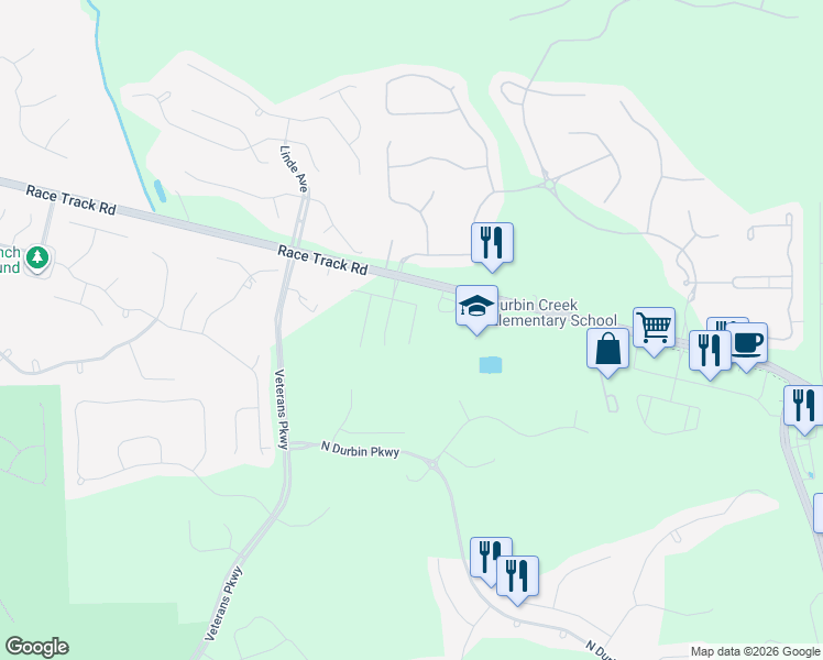 map of restaurants, bars, coffee shops, grocery stores, and more near East Betony Branch Way in Saint Johns