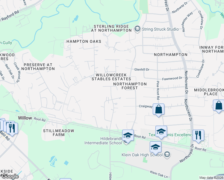 map of restaurants, bars, coffee shops, grocery stores, and more near 8211 Timberwilde Drive in Spring
