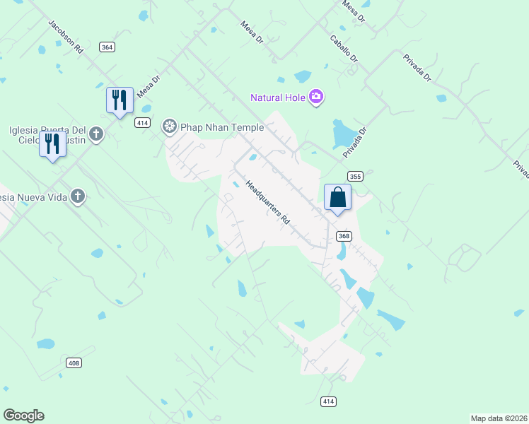 map of restaurants, bars, coffee shops, grocery stores, and more near 160 Headquarters Road in Bastrop County
