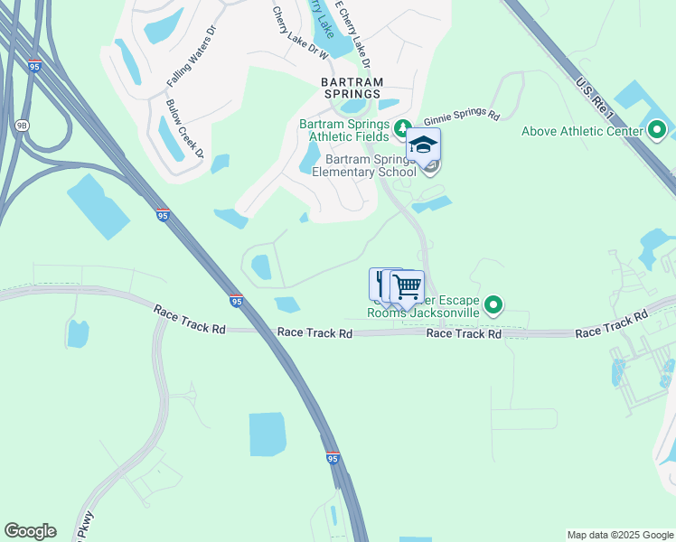 map of restaurants, bars, coffee shops, grocery stores, and more near 6166 Bartram Village Drive in Jacksonville