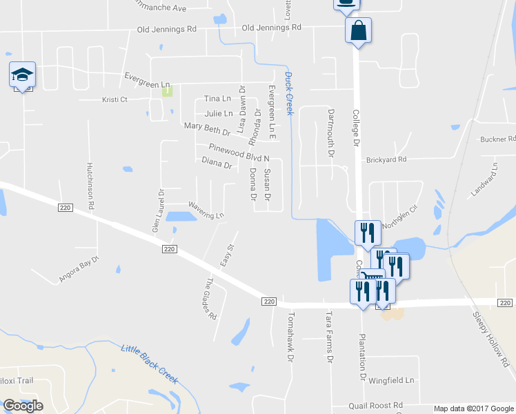 map of restaurants, bars, coffee shops, grocery stores, and more near 1701 Donna Drive in Middleburg