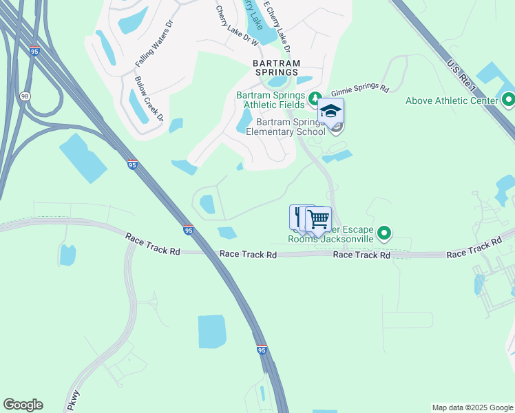 map of restaurants, bars, coffee shops, grocery stores, and more near 6166 Bartram Village Drive in Jacksonville