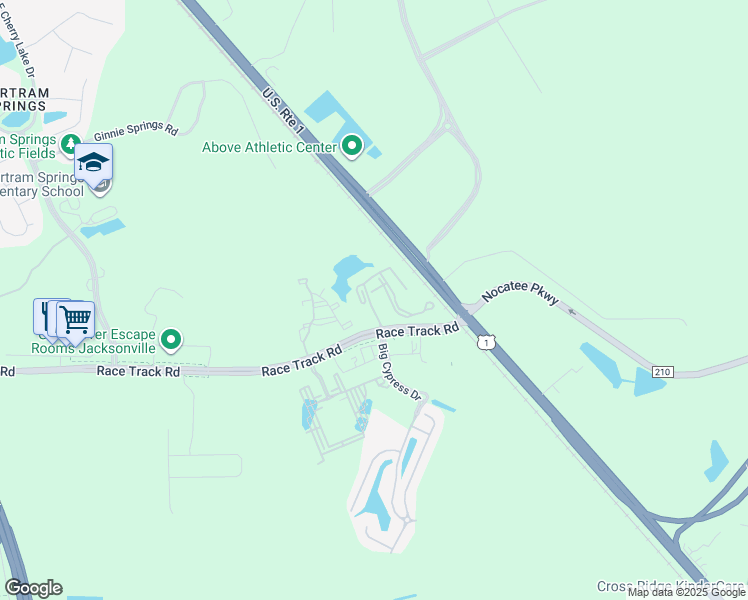 map of restaurants, bars, coffee shops, grocery stores, and more near 14975 Walden Springs Way in Jacksonville
