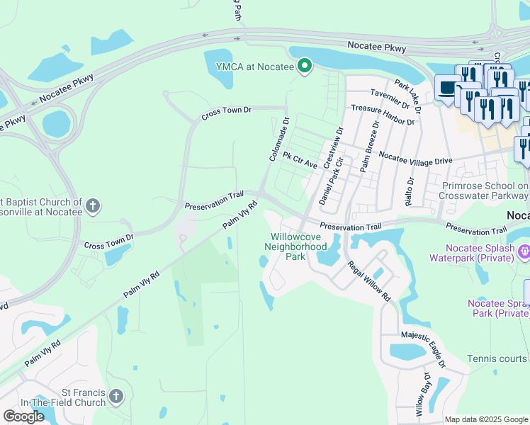map of restaurants, bars, coffee shops, grocery stores, and more near 151 Myrtle Park Point in Ponte Vedra Beach