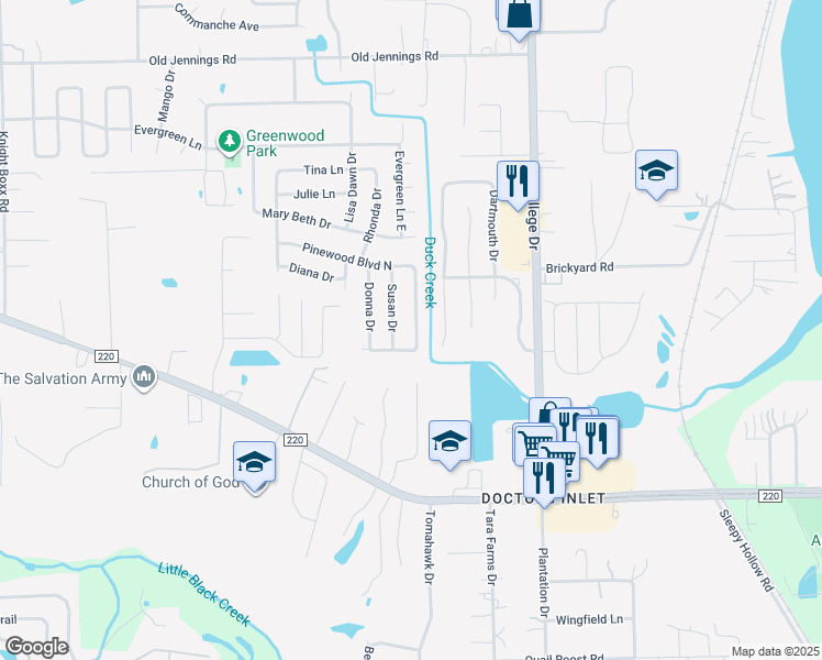 map of restaurants, bars, coffee shops, grocery stores, and more near 2643 Pinewood Boulevard East in Middleburg