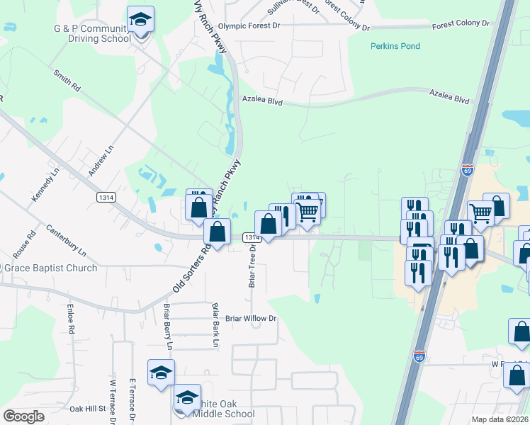 map of restaurants, bars, coffee shops, grocery stores, and more near 24211 Farm to Market Road 1314 in Porter