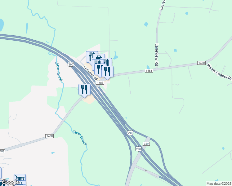 map of restaurants, bars, coffee shops, grocery stores, and more near 2045 Fm 1488 Road in Hempstead