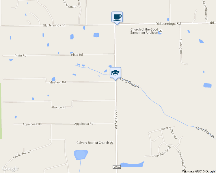 map of restaurants, bars, coffee shops, grocery stores, and more near 1430 Long Bay Road in Middleburg