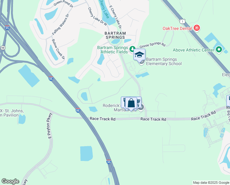map of restaurants, bars, coffee shops, grocery stores, and more near 6209 Bartram Village Drive in Jacksonville