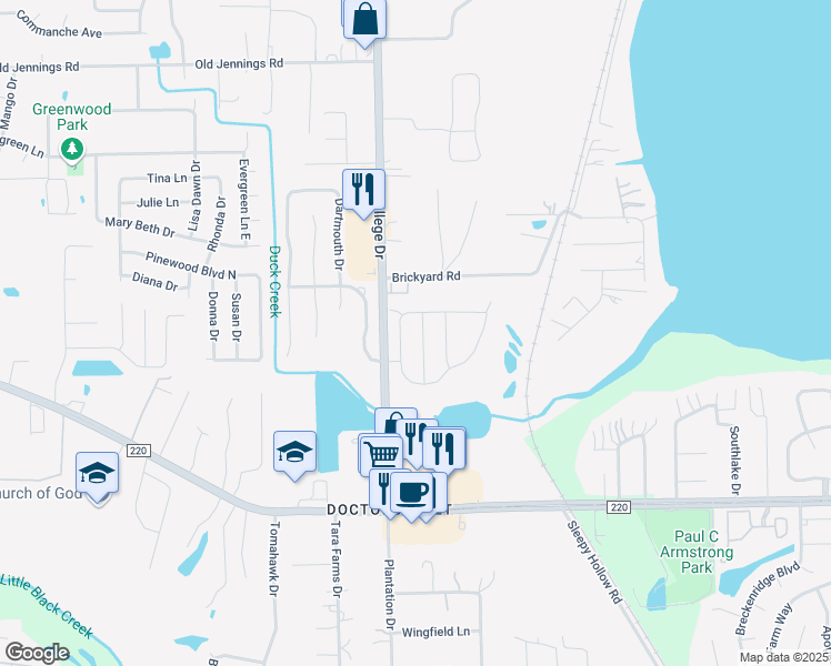 map of restaurants, bars, coffee shops, grocery stores, and more near 1817 Northglen Circle in Middleburg