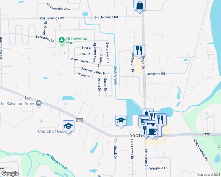 map of restaurants, bars, coffee shops, grocery stores, and more near 2645 Pinewood Boulevard East in Middleburg