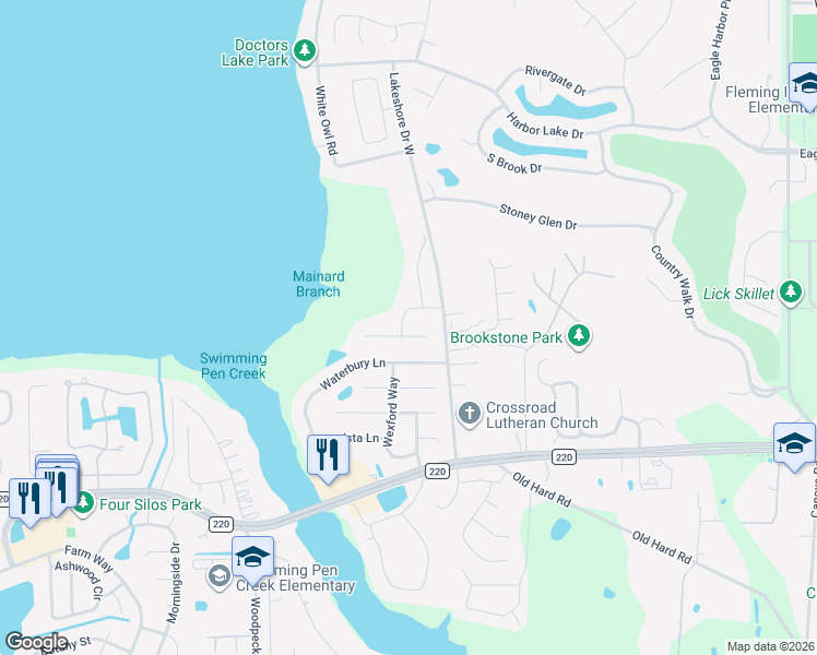 map of restaurants, bars, coffee shops, grocery stores, and more near 3440 Mainard Branch Court in Fleming Island