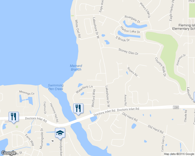 map of restaurants, bars, coffee shops, grocery stores, and more near 3440 Mainard Branch Court in Orange Park