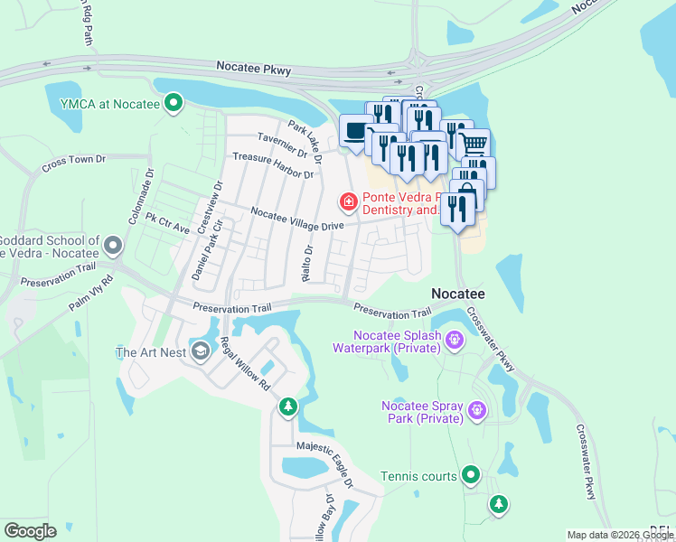 map of restaurants, bars, coffee shops, grocery stores, and more near 37 Rinaldo Way in Ponte Vedra Beach