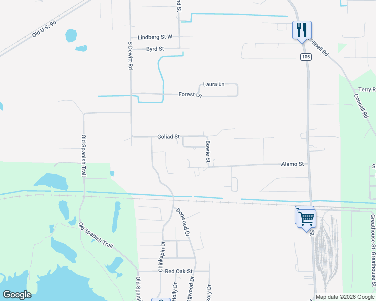 map of restaurants, bars, coffee shops, grocery stores, and more near 795 Hillside Street in Vidor