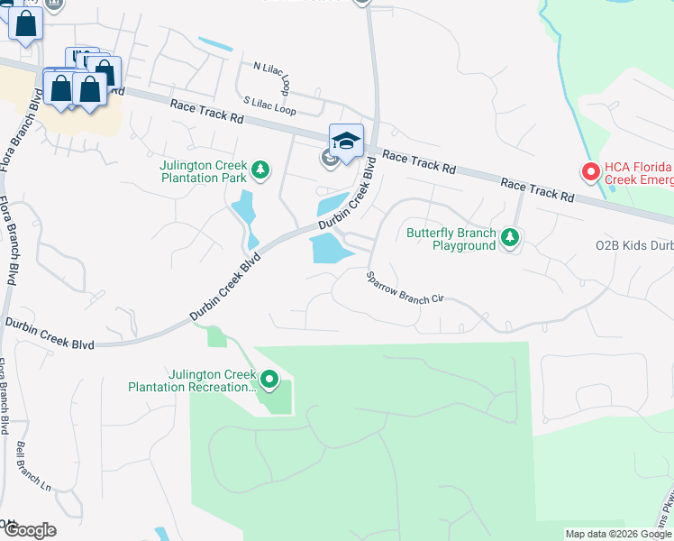 map of restaurants, bars, coffee shops, grocery stores, and more near 1225 Loch Tanna Loop in Jacksonville