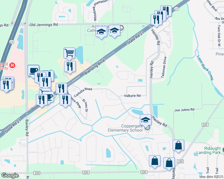 map of restaurants, bars, coffee shops, grocery stores, and more near 3212 Carlotta Road in Middleburg