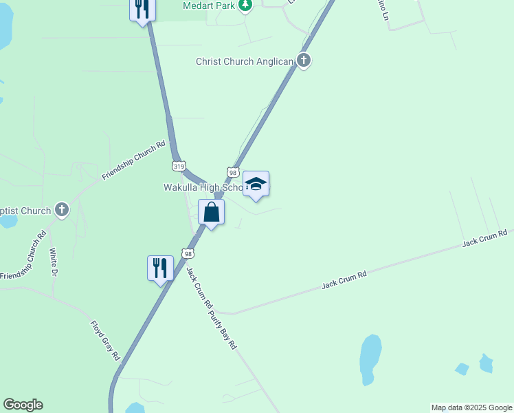map of restaurants, bars, coffee shops, grocery stores, and more near 3237 Coastal Highway in Crawfordville