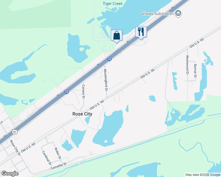map of restaurants, bars, coffee shops, grocery stores, and more near 1210 Mockingbird Drive in Vidor