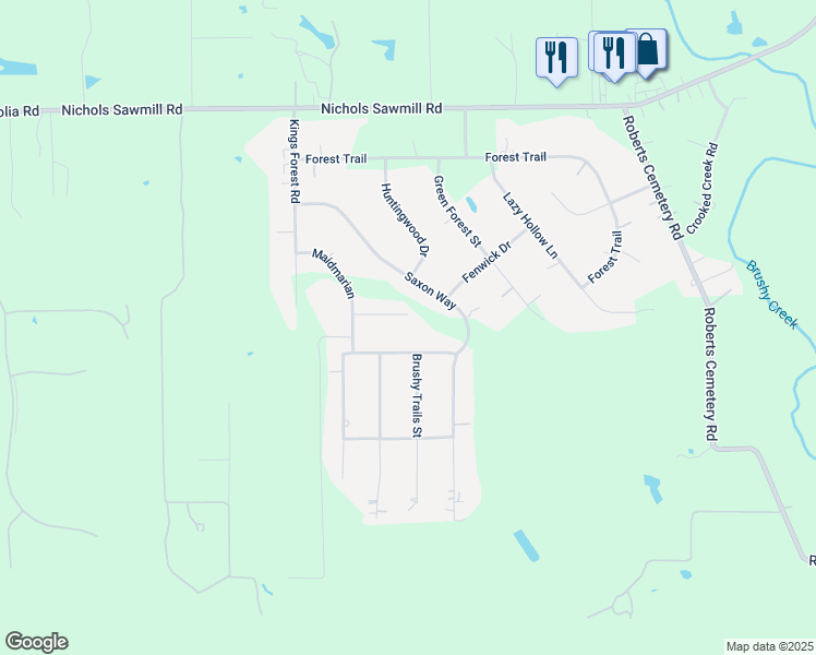 map of restaurants, bars, coffee shops, grocery stores, and more near 23319 Maid Marion Court in Montgomery County