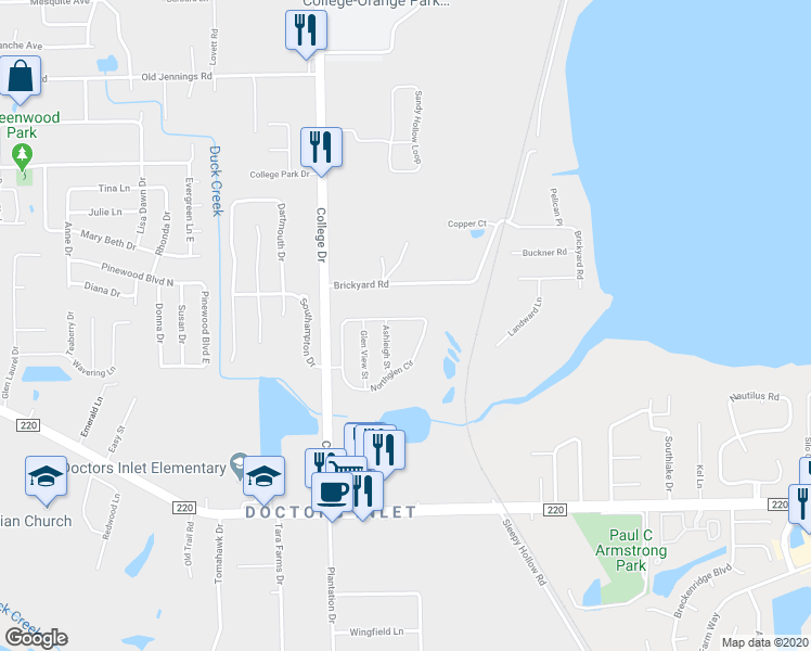 map of restaurants, bars, coffee shops, grocery stores, and more near 1747 Northglen Circle in Middleburg