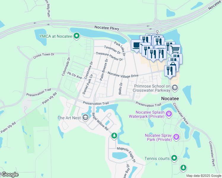 map of restaurants, bars, coffee shops, grocery stores, and more near 136 Paradise Valley Drive in Ponte Vedra Beach