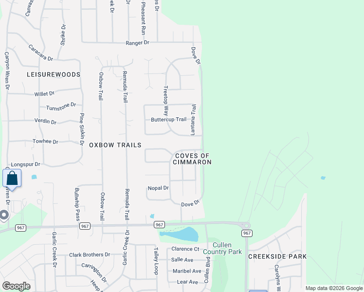 map of restaurants, bars, coffee shops, grocery stores, and more near 106 Clover Leaf Cove in Buda