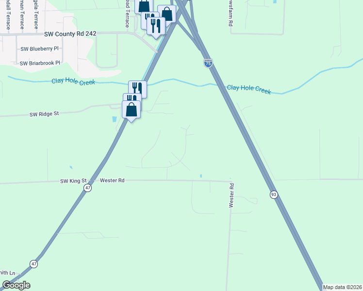 map of restaurants, bars, coffee shops, grocery stores, and more near 161 Southwest Milkweed Court in Lake City