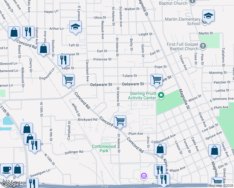 map of restaurants, bars, coffee shops, grocery stores, and more near 1998 Regent Street in Beaumont