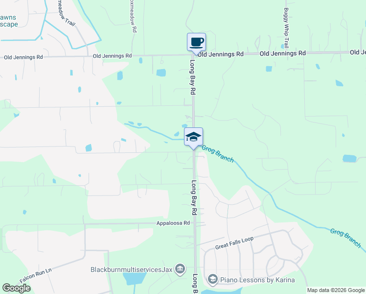 map of restaurants, bars, coffee shops, grocery stores, and more near 1430 Long Bay Road in Middleburg