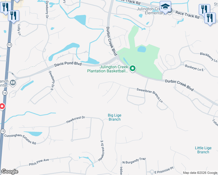 map of restaurants, bars, coffee shops, grocery stores, and more near 610 Sweetwater Branch Lane in Fruit Cove