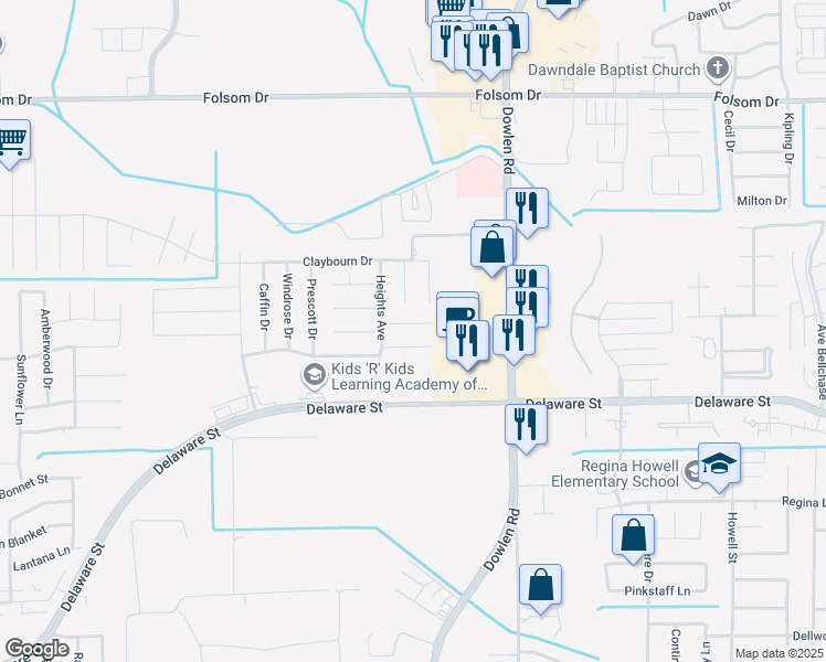 map of restaurants, bars, coffee shops, grocery stores, and more near 6235 Gracemount Lane in Beaumont