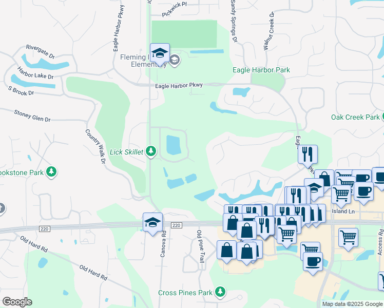 map of restaurants, bars, coffee shops, grocery stores, and more near 1892 Vista Lakes Drive in Fleming Island